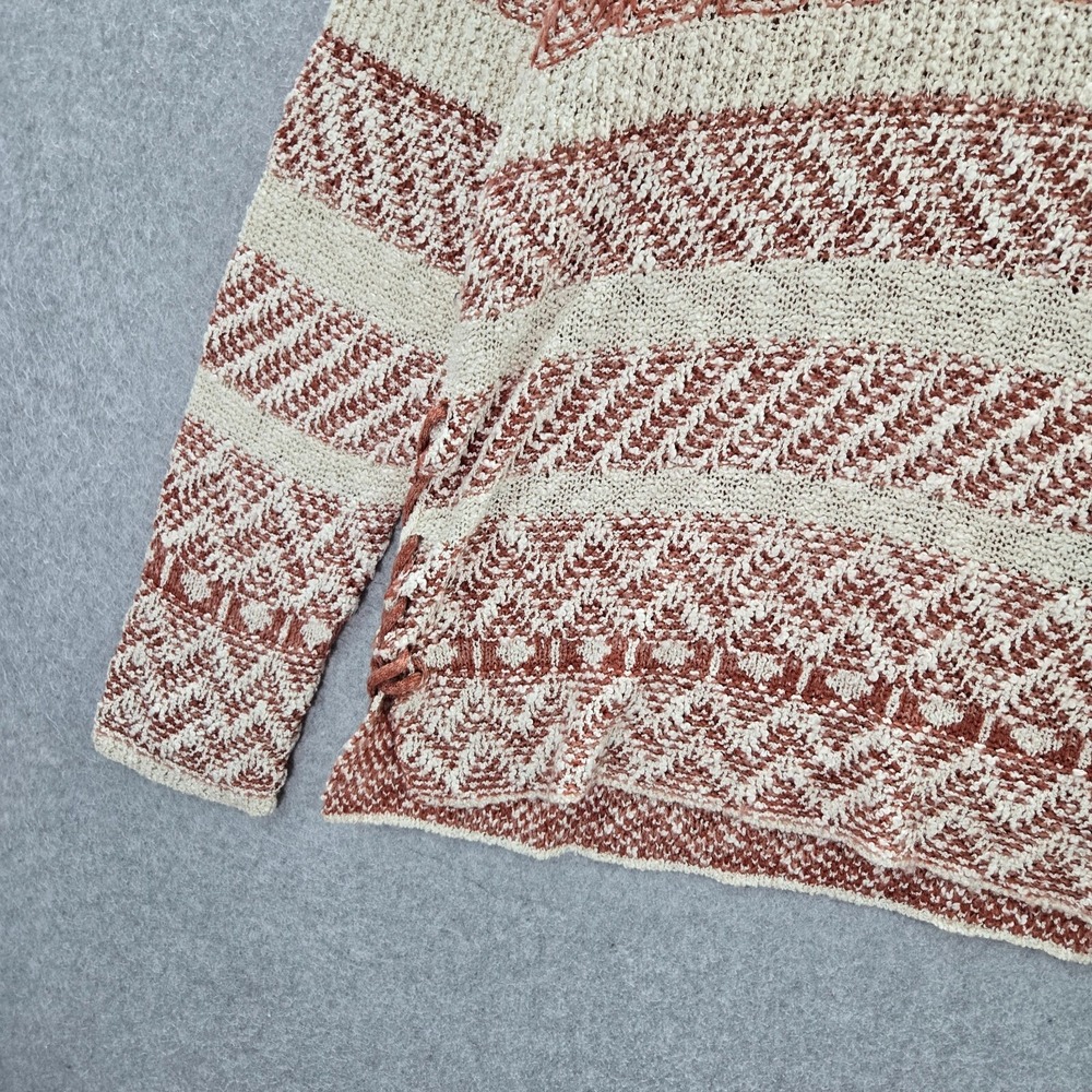 Knox Rose Women Sweater 2XL Brown Striped Pointelle Knit Beach Boho‎ - Picture 4 of 10